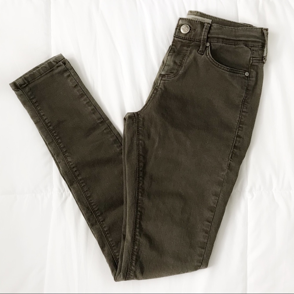 Topshop Leigh olive green skinny jeans - Picture 2 of 12